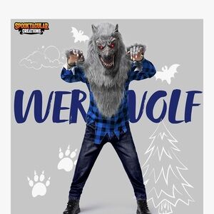 NWT kids Werewolf Costume  glowing eyes Size Medium Halloween werewolf costume